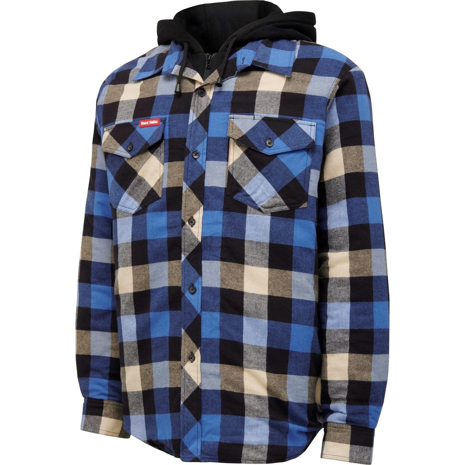 Hard Yakka Quilted Flannel Shacket Veste Chemise Bleue Pour Homme