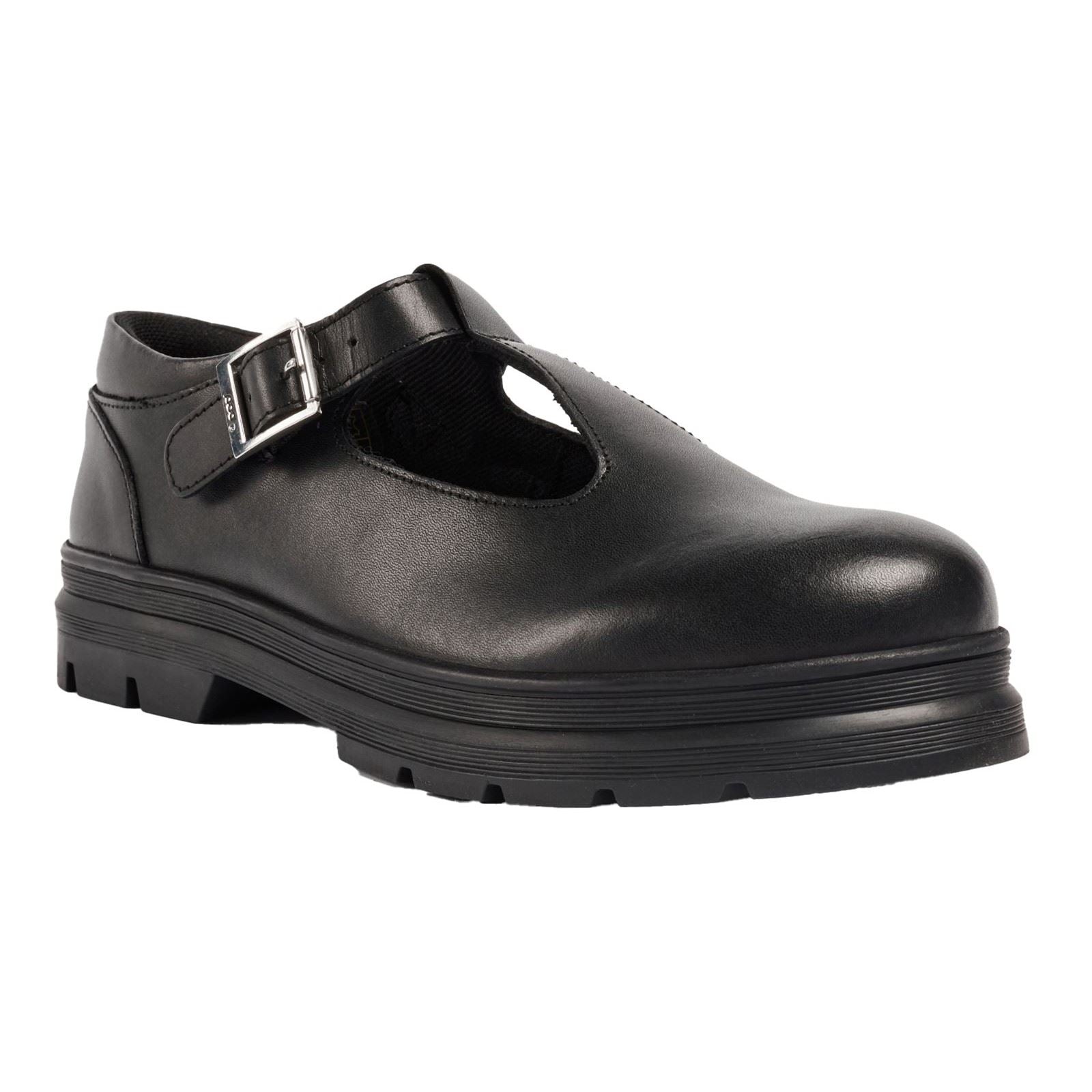 Pod Emilie Chaussures Plates Noires Pour Filles En Similicuir