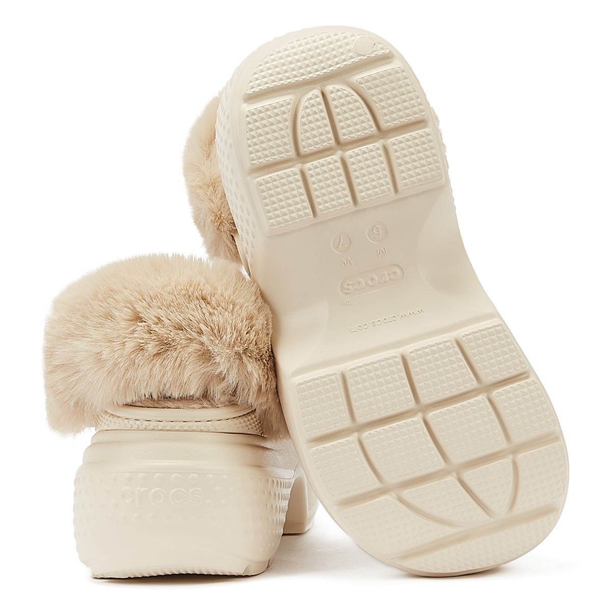 Crocs Sabots À Talons Compensés Pour Femmes Beige