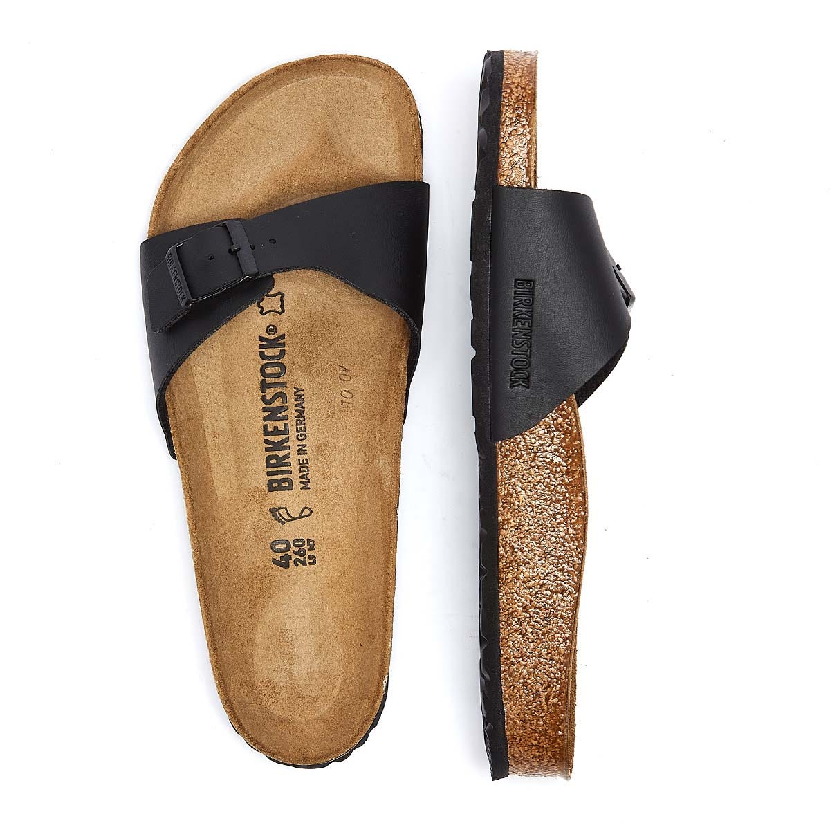 Birkenstock Madrid Birko Flor Womens Black Sandals