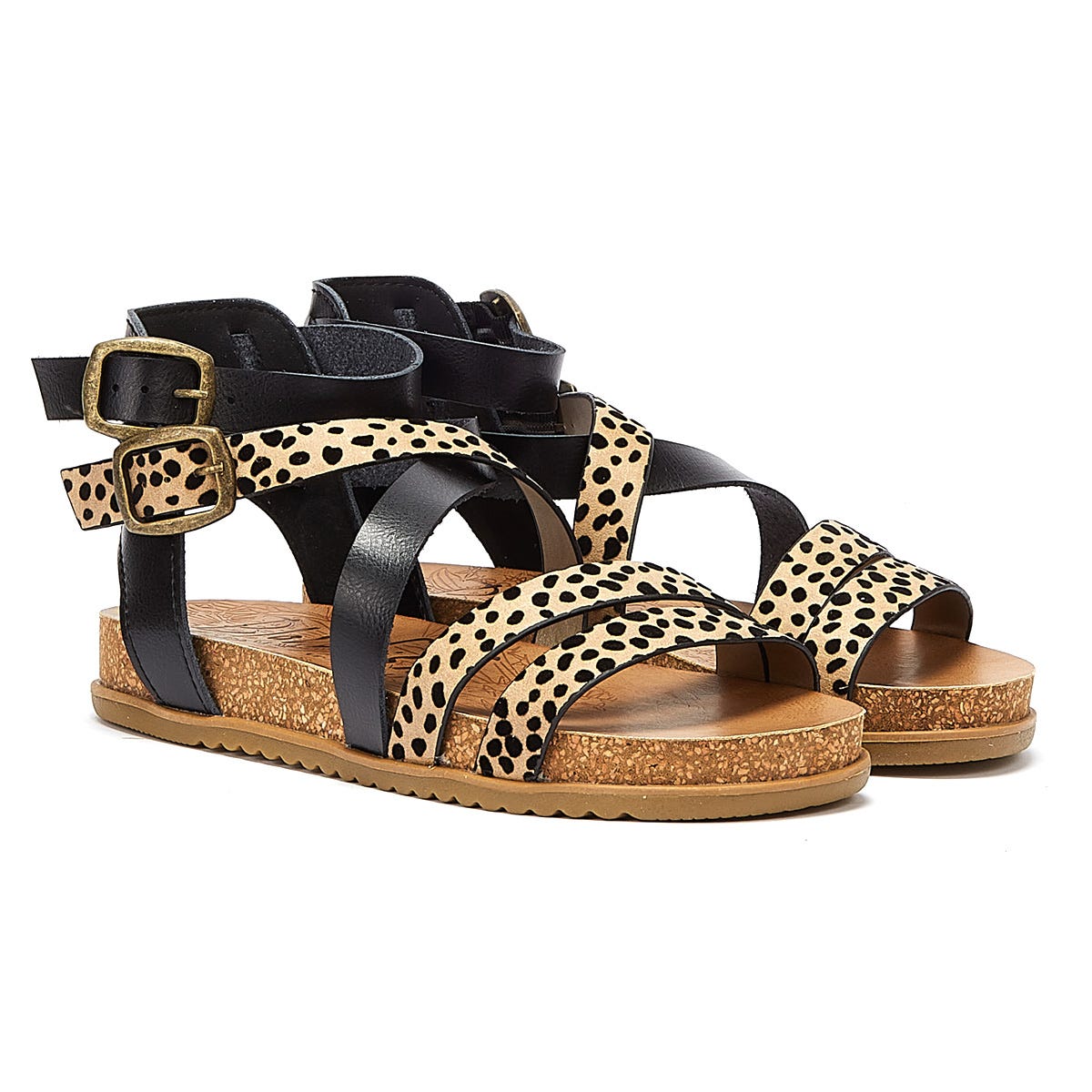 Blowfish Malibu Fandie Sandales Pour Femme Léopard / Noires