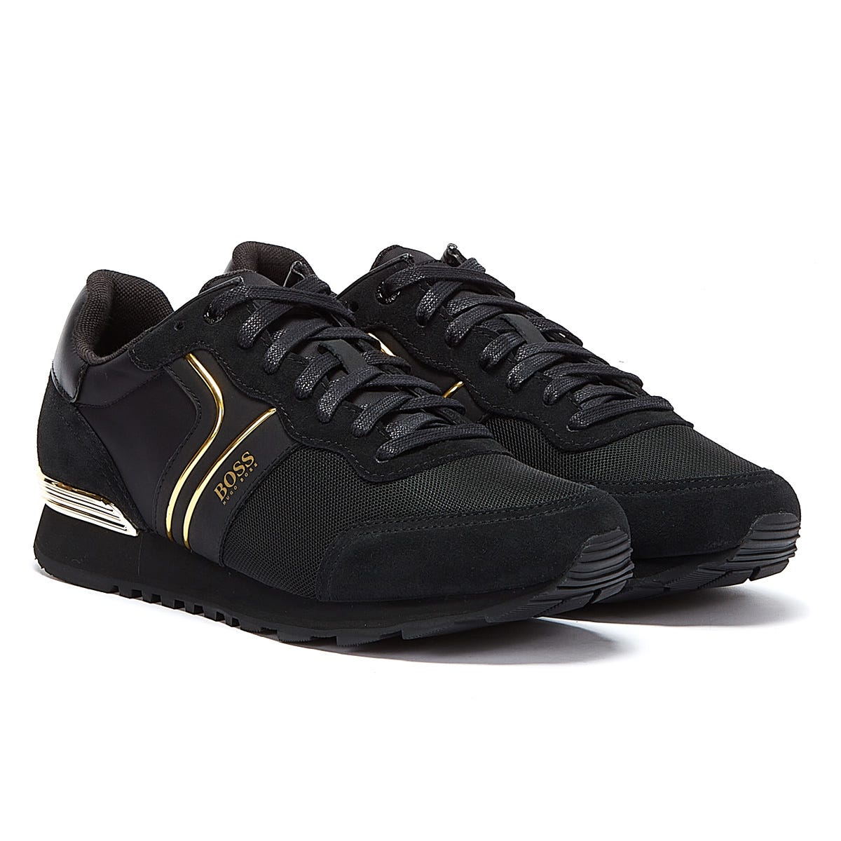 BOSS Parkour Runn Mens Black / Gold Trainers