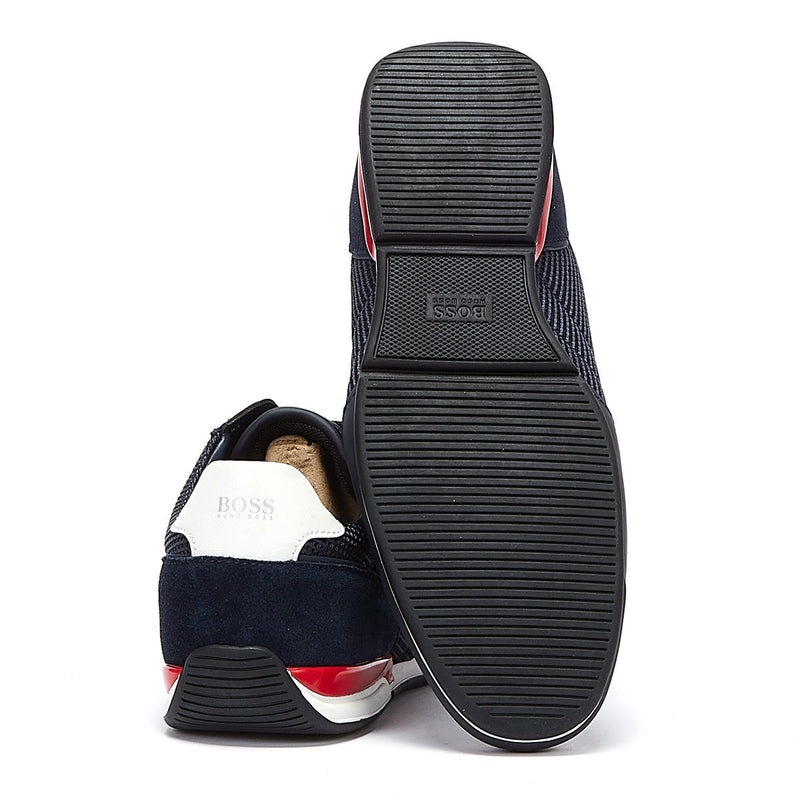 BOSS Saturn Low Mesh Mens Navy / Red Trainers
