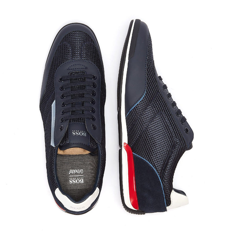BOSS Saturn Low Mesh Mens Navy / Red Trainers