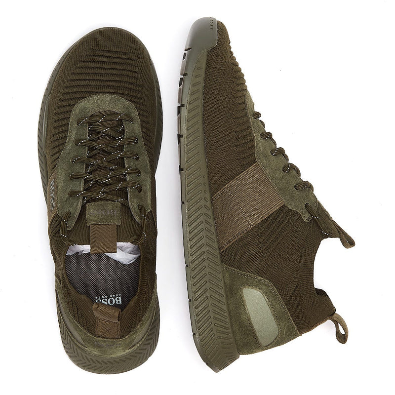 BOSS Titanium Runn Knit Mens Dark Green Trainers