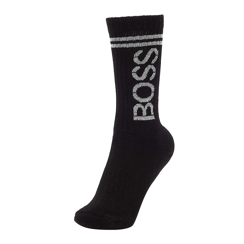 BOSS Rib Shine Logo Mens Black Socks (chaussettes noires)