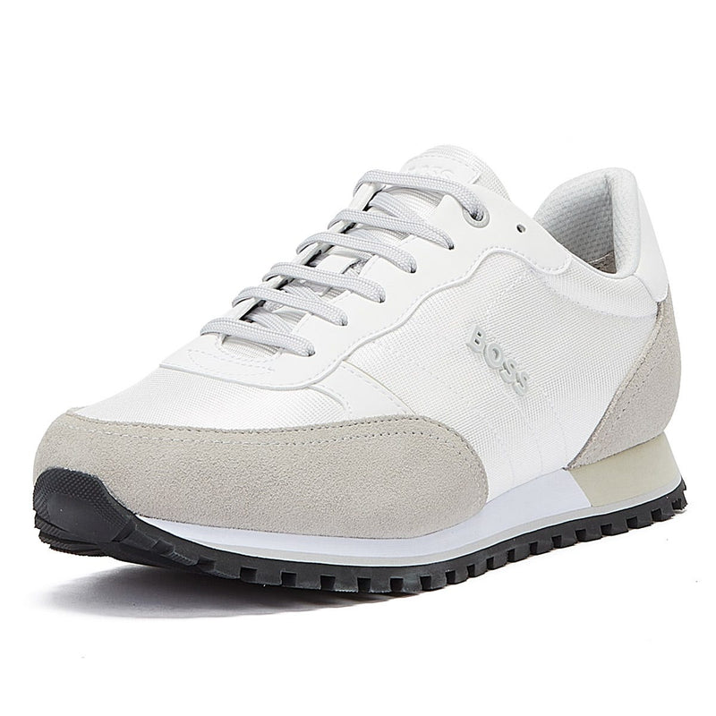 BOSS Parkour Runn Nylon Mix Mens Open White Trainers