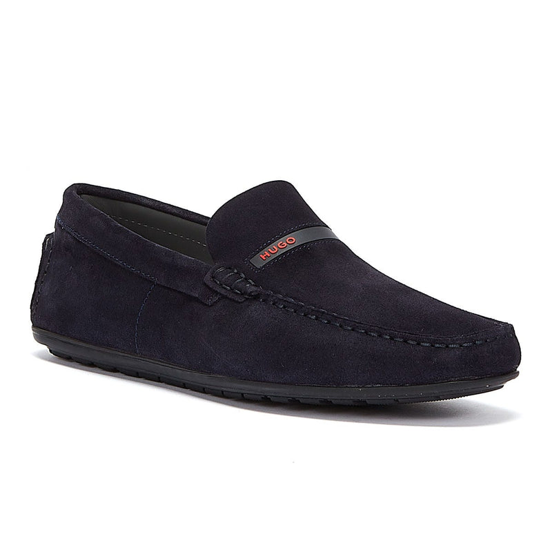 HUGO Dandy Moccassin Suede Mens Dark Blue Shoes
