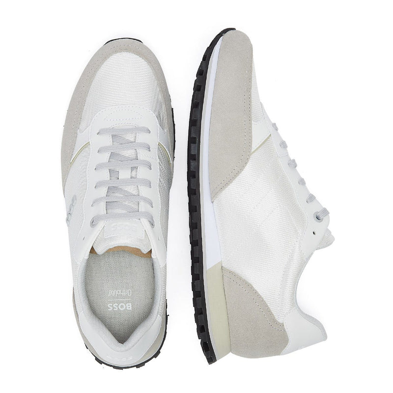 BOSS Parkour Runn Nylon Mix Mens Open White Trainers