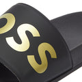 BOSS Sean Mens Black / Gold Slides
