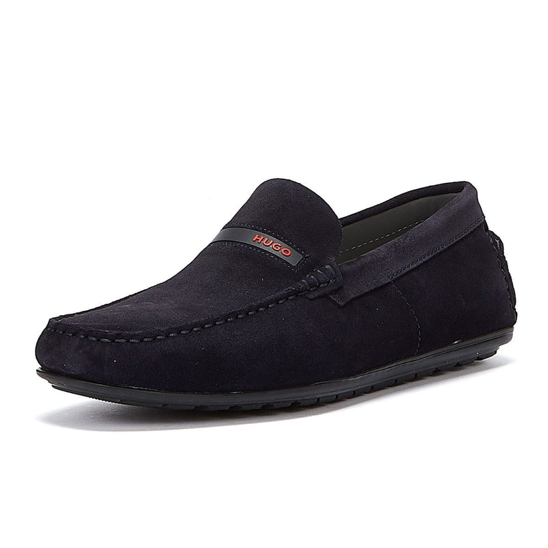 HUGO Dandy Moccassin Suede Mens Dark Blue Shoes