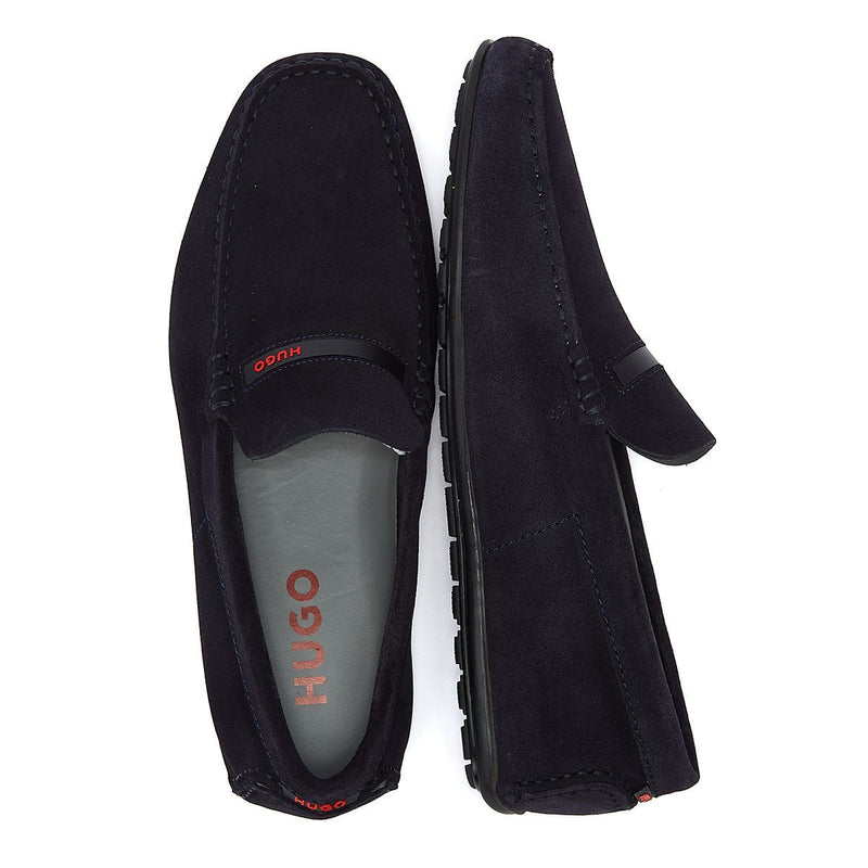 HUGO Dandy Moccassin Suede Mens Dark Blue Shoes