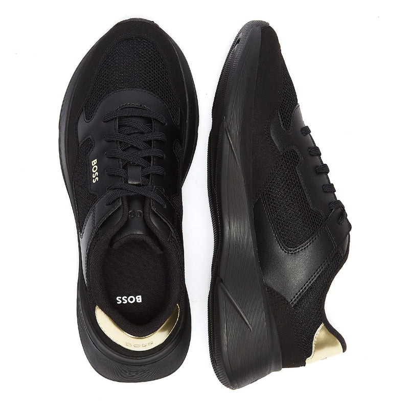 BOSS Dean Runn Mens Black / Gold Trainers