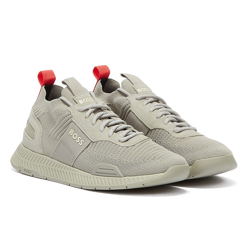 BOSS Titanium Runn Knit Mens Open Grey Trainers