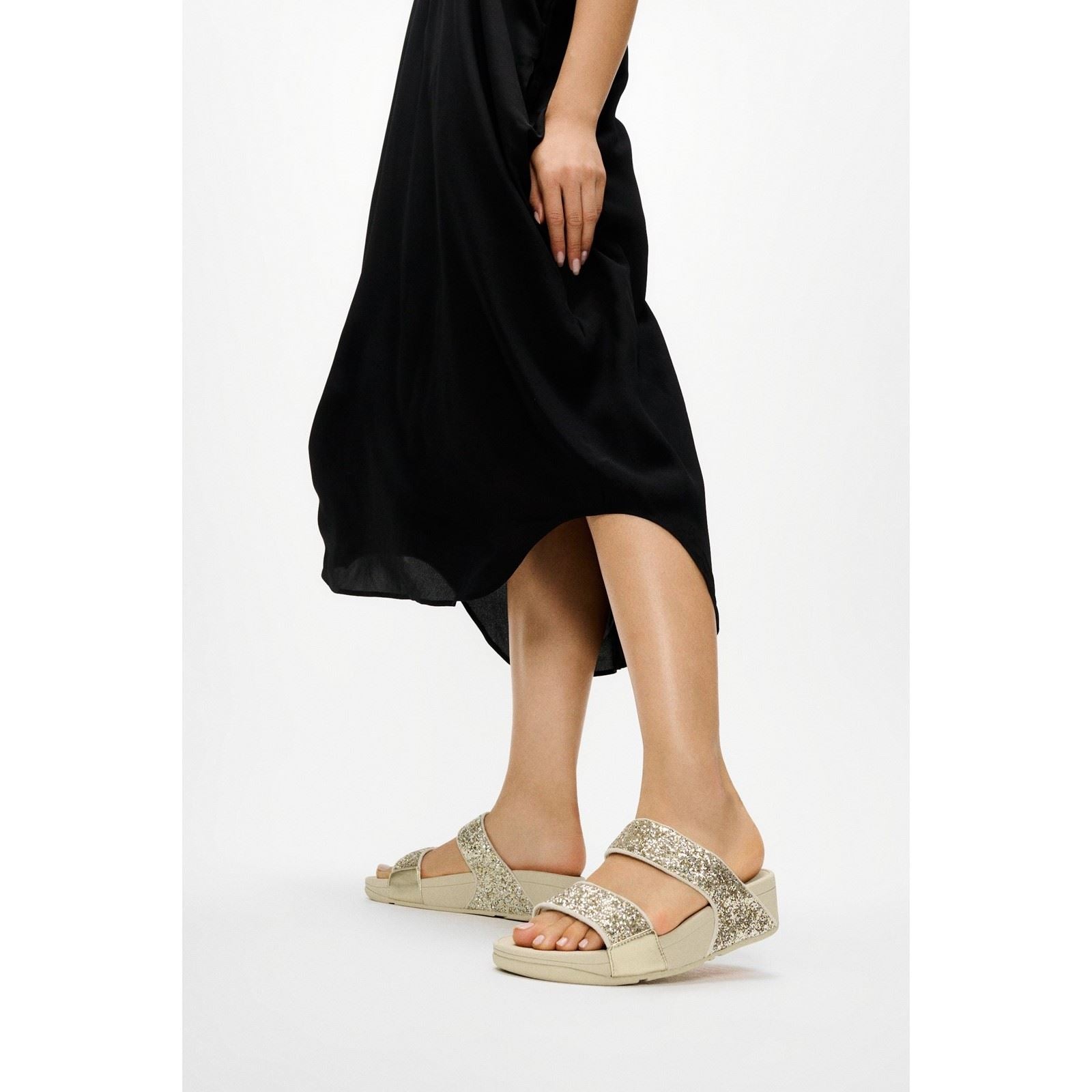 Fitflop Lulu 2 Bar Glitter Sandales En Polyuréthane Femmes Platino/Argent