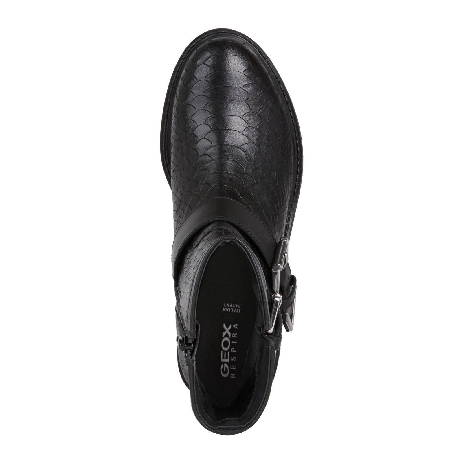 Geox Hoara Bottes En Cuir De Vache Pour Femme, Couleur Noire