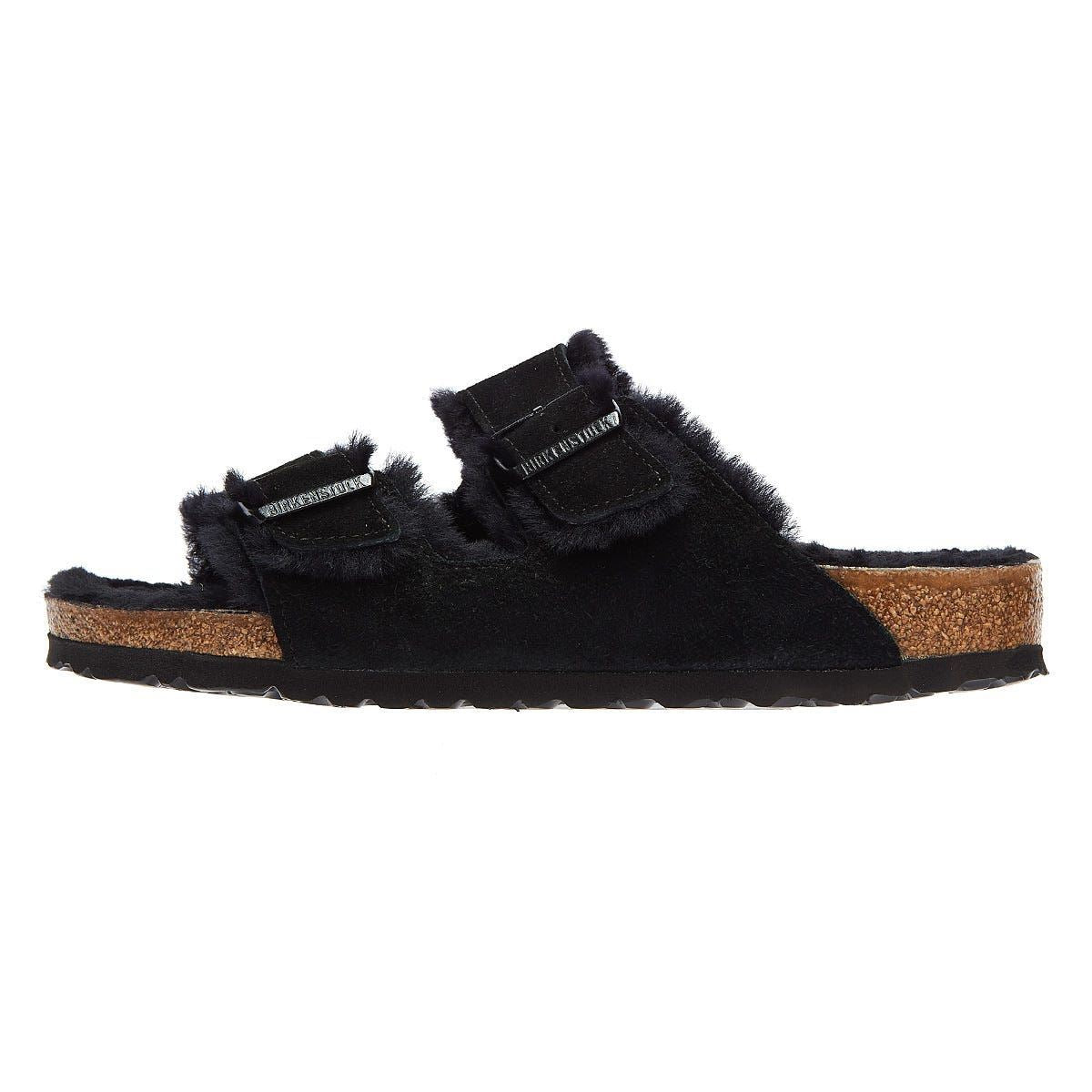 Birkenstock Sandales Noires En Fourrure D'arizona