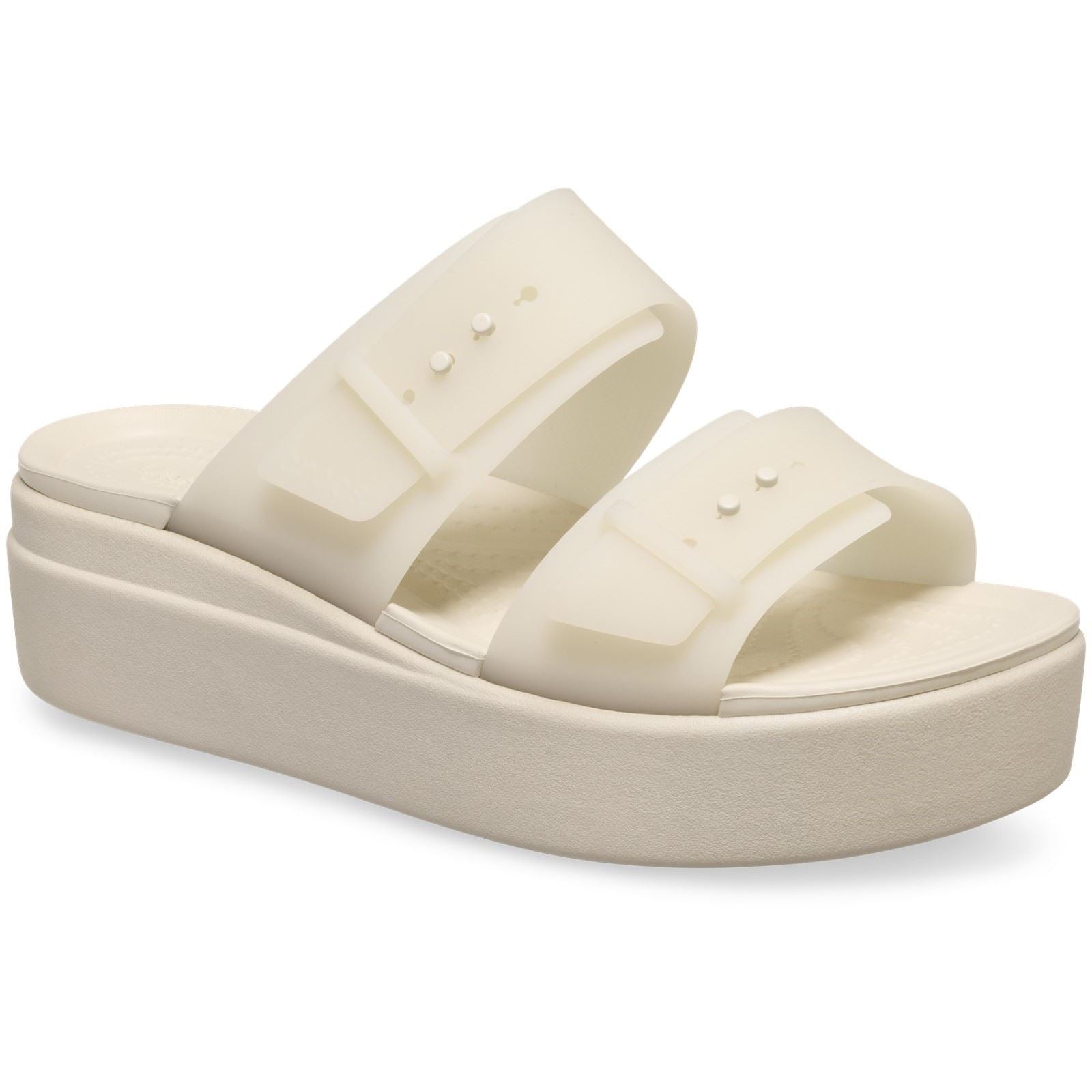 Crocs Brooklyn Buckle Low Wedge Sandales En Pierre De Sable Pour Femme