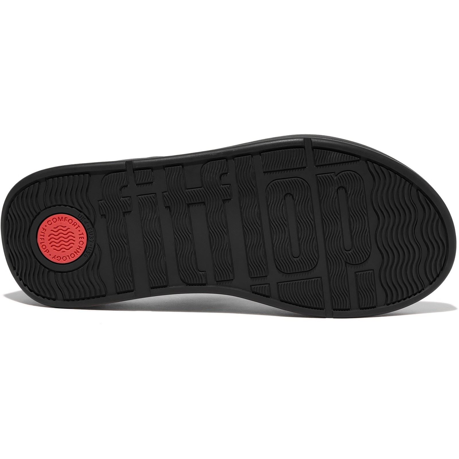 Fitflop F-Mode Toe Post Sandales En Cuir Tout Noir Pour Femmes