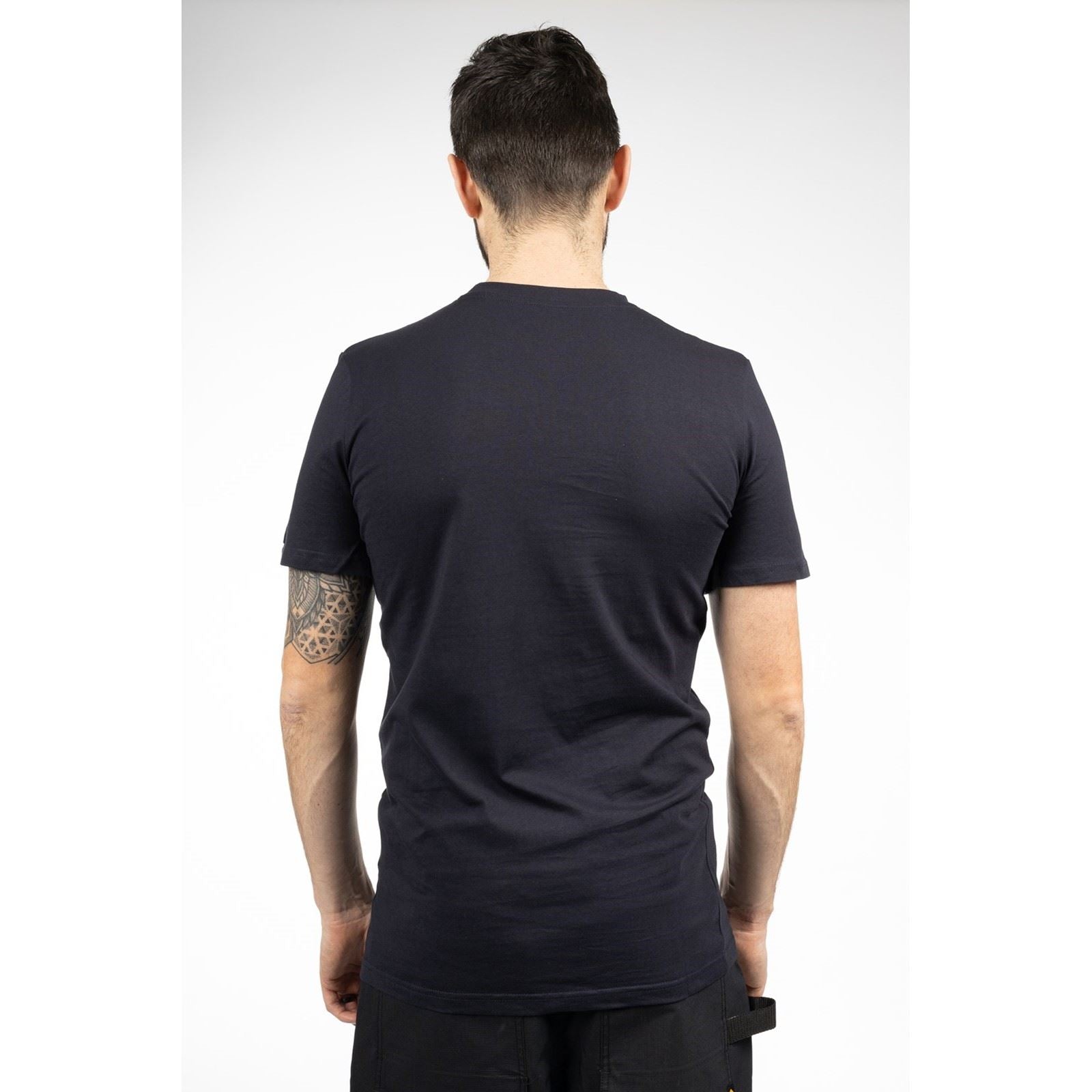 Caterpillar Essentials Short Sleeve T-Shirts Pour Hommes En Coton Bleu À Manches Courtes