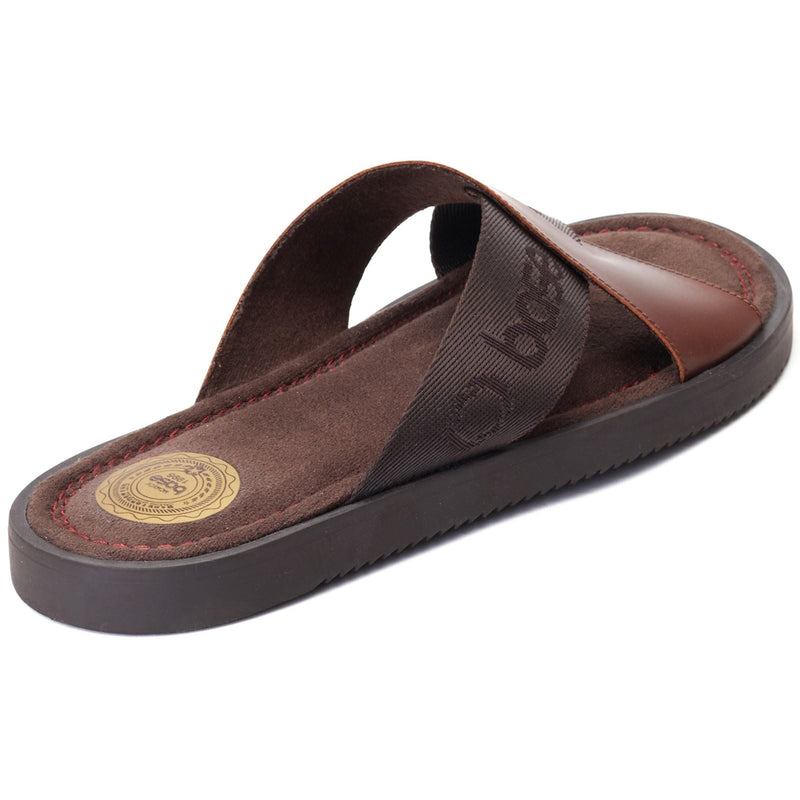 Base London Webb Sandales Homme En Cuir Marron Brûlé
