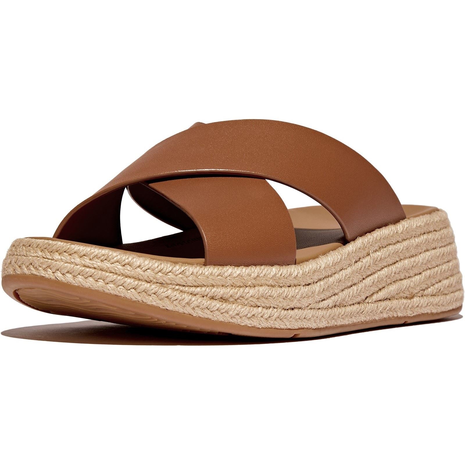 Fitflop F-Mode Cross Slide Sandales En Cuir Pour Femmes Couleur Brun Foncé