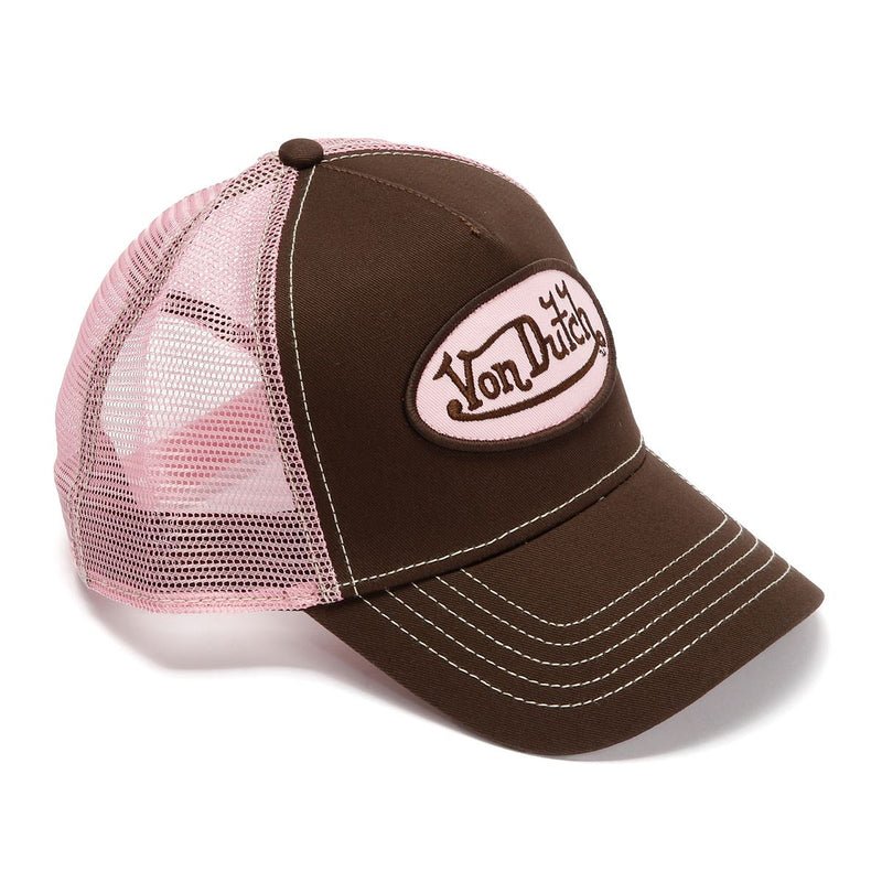 Von Dutch Staple Trucker Casquettes En Coton Chocolat/Rose