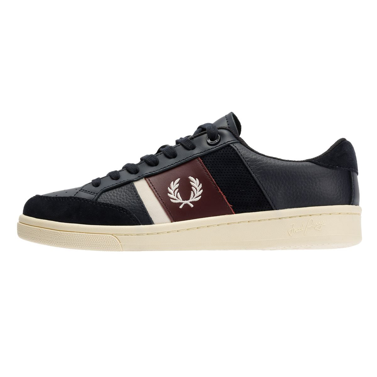 Fred Perry B725 Baskets En Cuir Pour Hommes Bleues