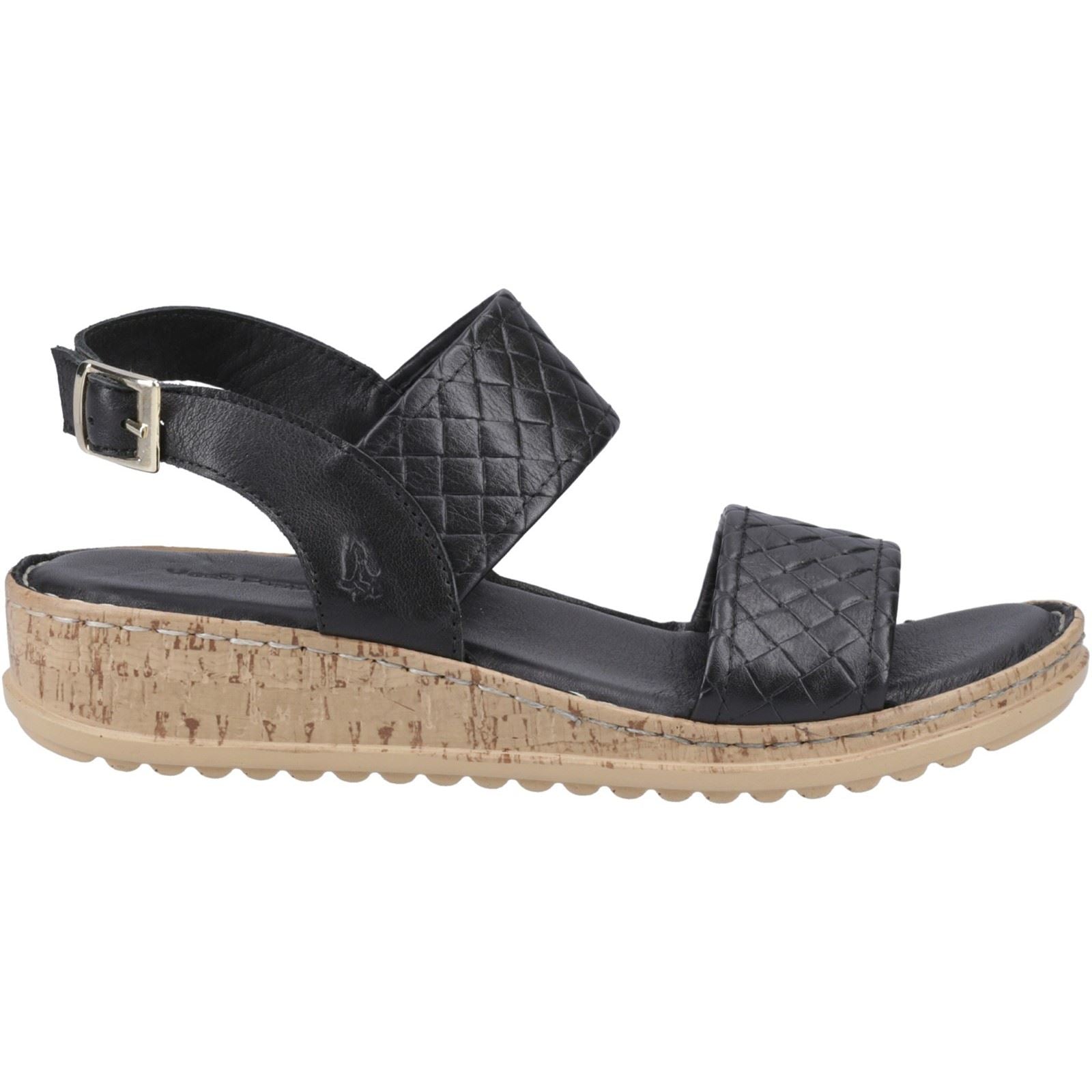 Hush Puppies Ebony Woven Sandales Noires Pour Femmes En Cuir