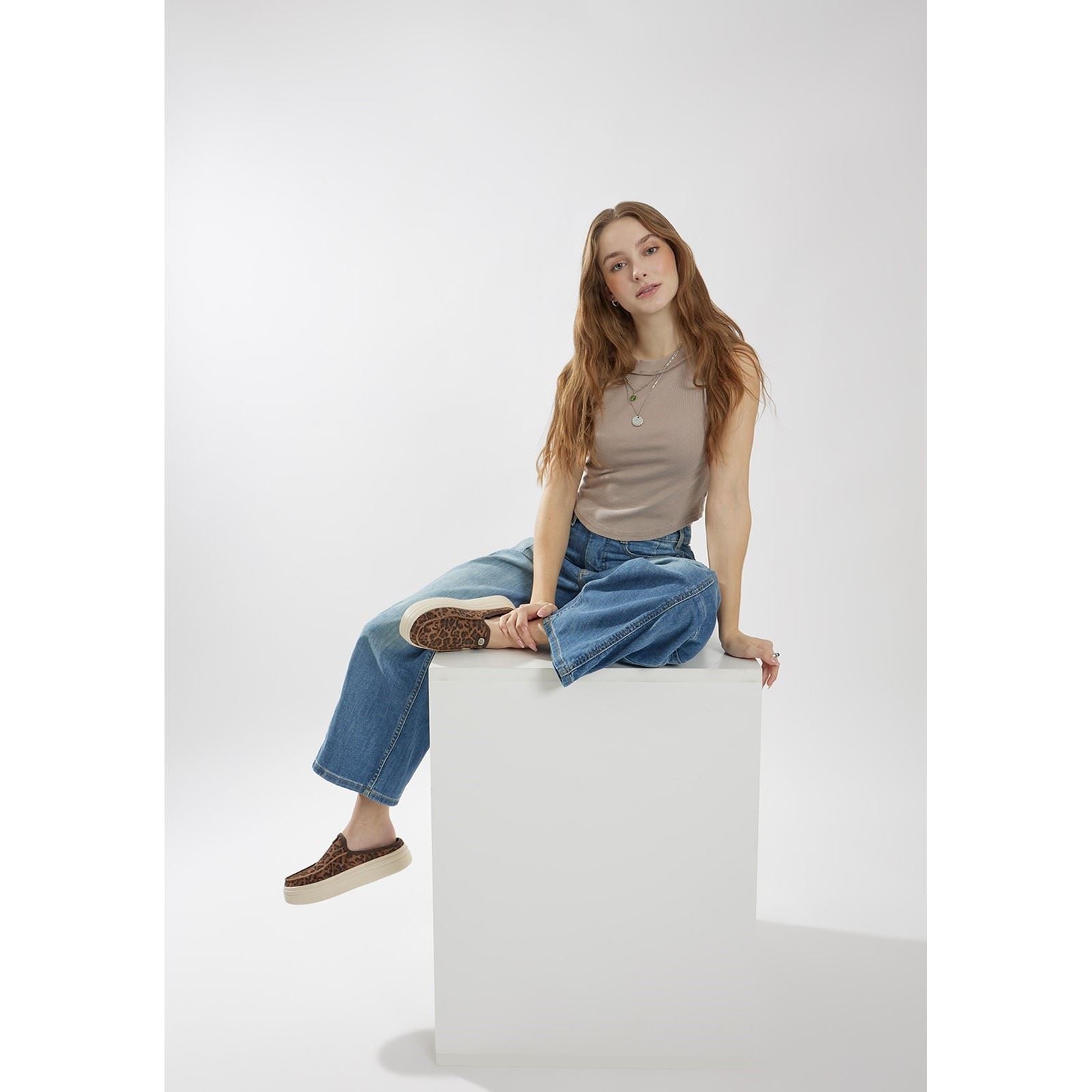 HEYDUDE Austin Lift Classic Mules Léopard Brunes En Cuir Pour Femmes