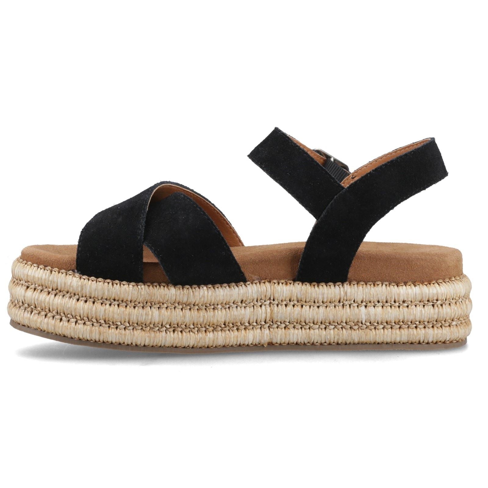 Hush Puppies Rosa Rafia Sandal Sandales Noires En Cuir Pour Femmes