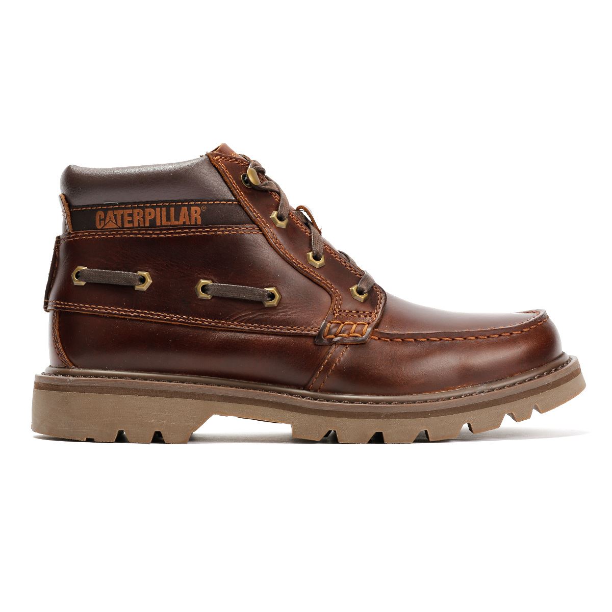 Caterpillar Colorado Boat Mid Bottes En Cuir Pour Hommes Marron