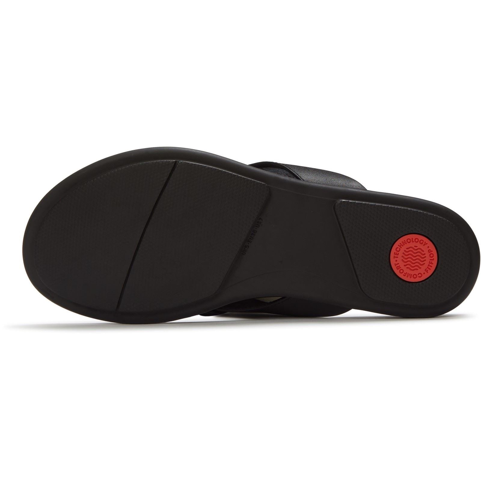 Fitflop Gracie Flower Tongs Noires En Cuir Pour Femmes