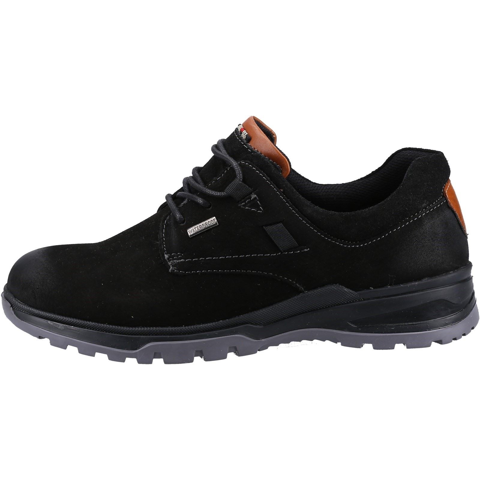Hush Puppies Pele Chaussures En Cuir Pour Hommes, Noir En Nubuck À Lacets