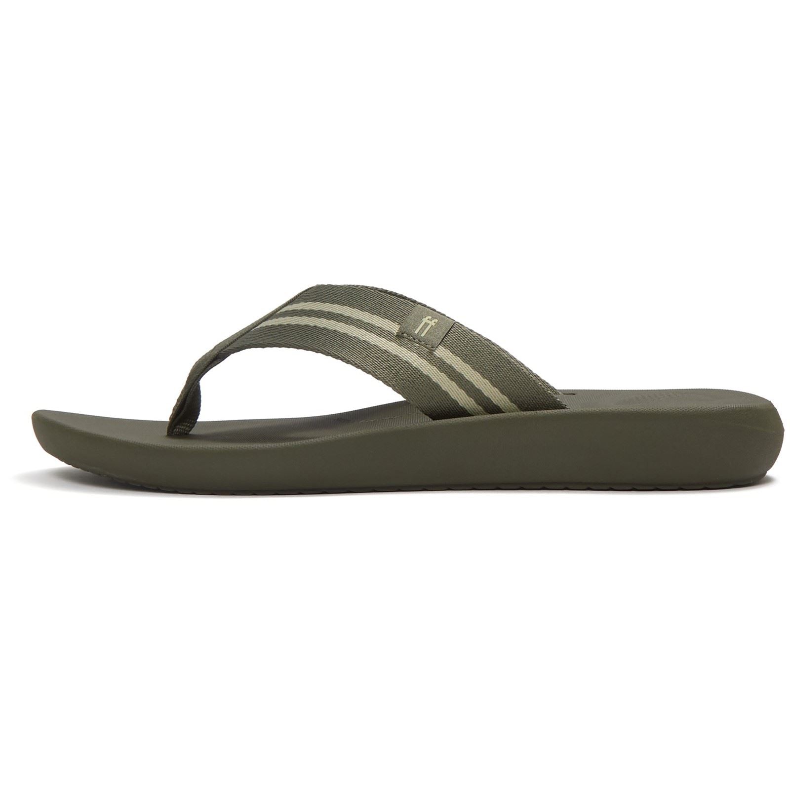 Fitflop iQushion Tongs En Polyester Pour Hommes Vert Olive Profond/Sauge