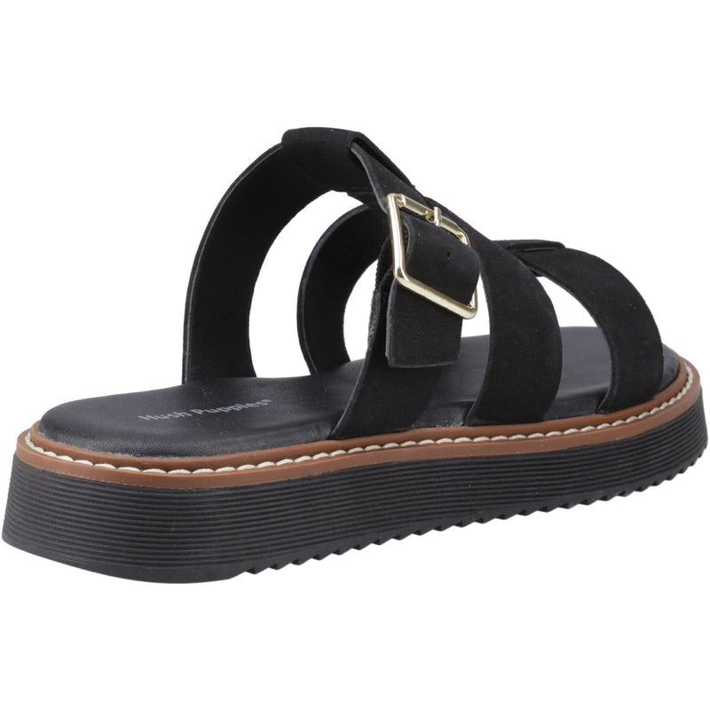 Hush Puppies Celeste Slide Sandales Noires Pour Femmes En Cuir
