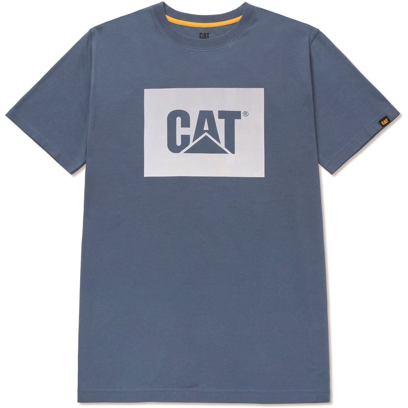 Caterpillar Graphic T-Shirts Pour Hommes En Coton Bleu À Manches Courtes