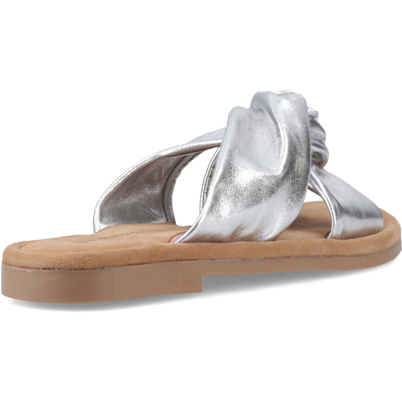 Hush Puppies Amy Wide Fit Sandales En Cuir Pour Femmes Argentées