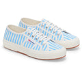 Superga 2750 Stripes Print Chaussures De Sport Femmes En Coton Blanc Cassé/Bleu Azur