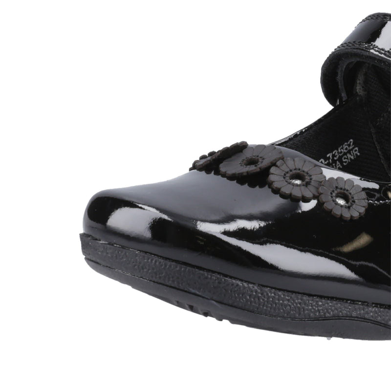 Hush Puppies Christina Patent Senior Chaussures Noires Pour Filles En Cuir