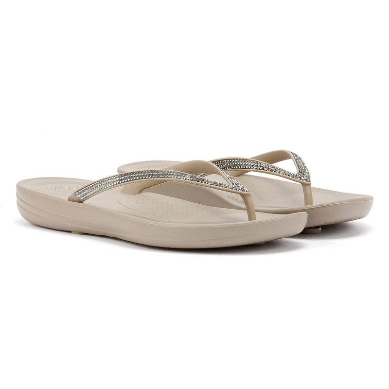 FitFlop Iqushion Ombre Sparkle Tongs Pour Femmes En Caoutchouc Beige