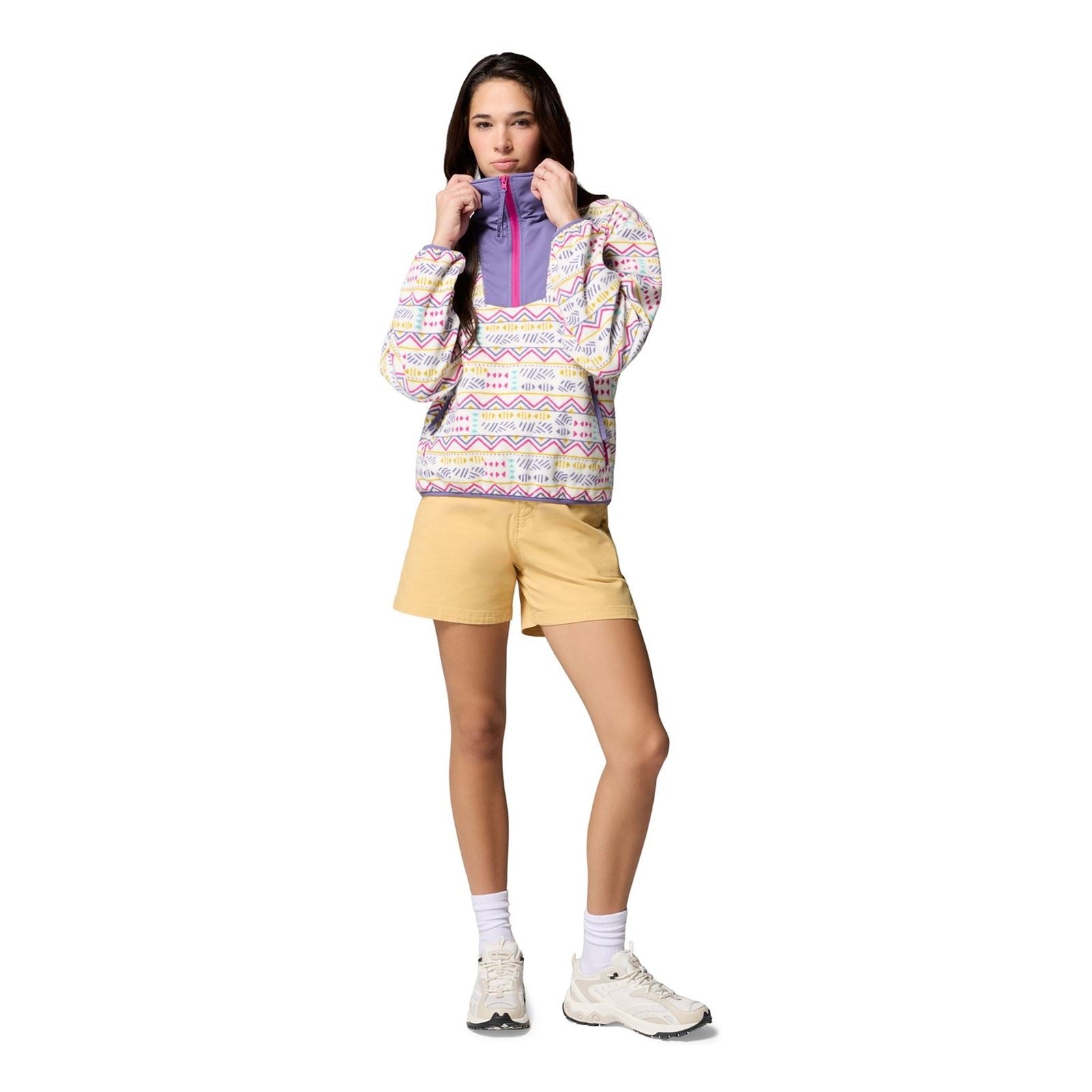 Columbia Sequoia Grove Printed Half Zip Pull En Polaire Blanche Pour Femmes En Polyester