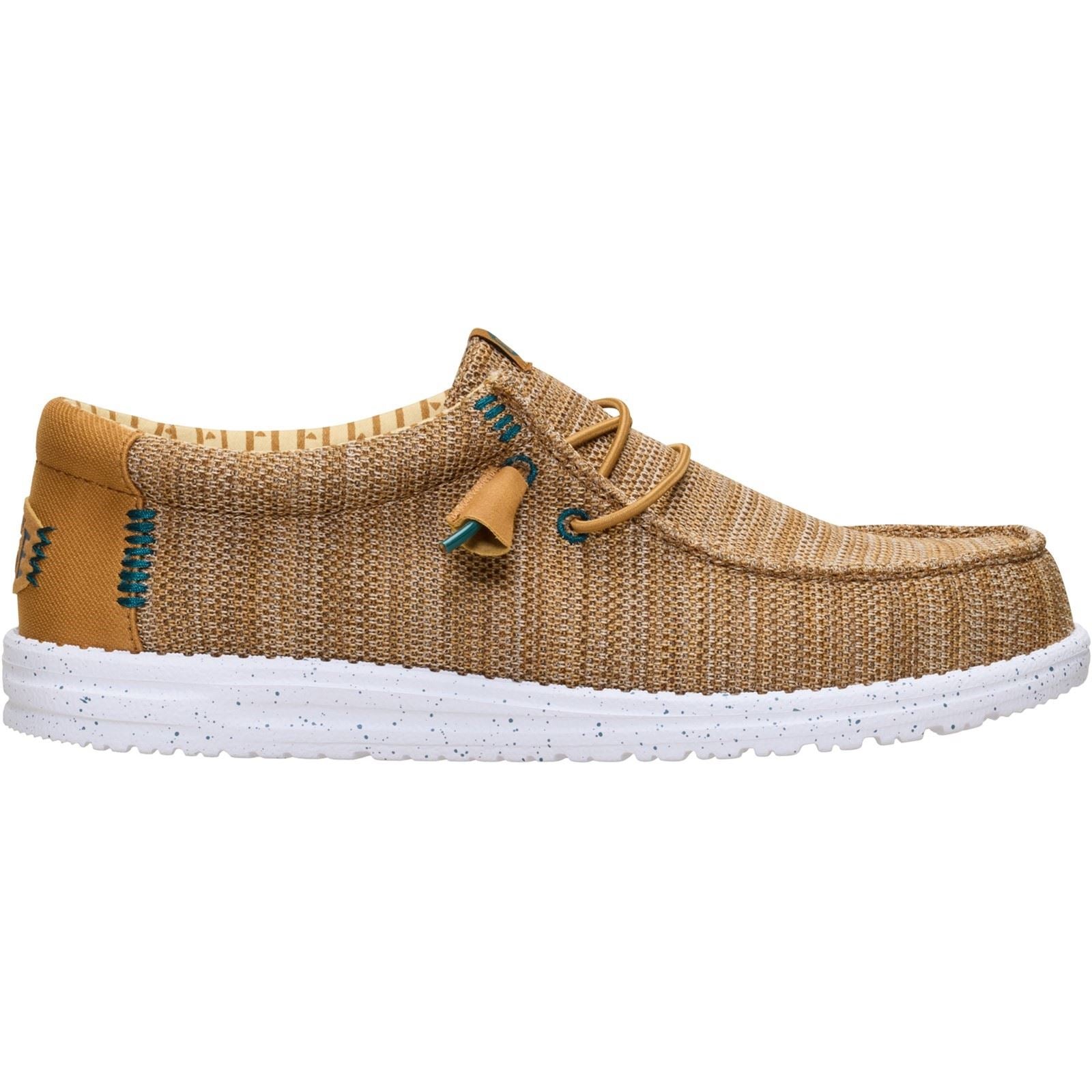 HEYDUDE Wally Stretch Sox Mocassins En Polyester Pour Hommes Marron Os/Multi