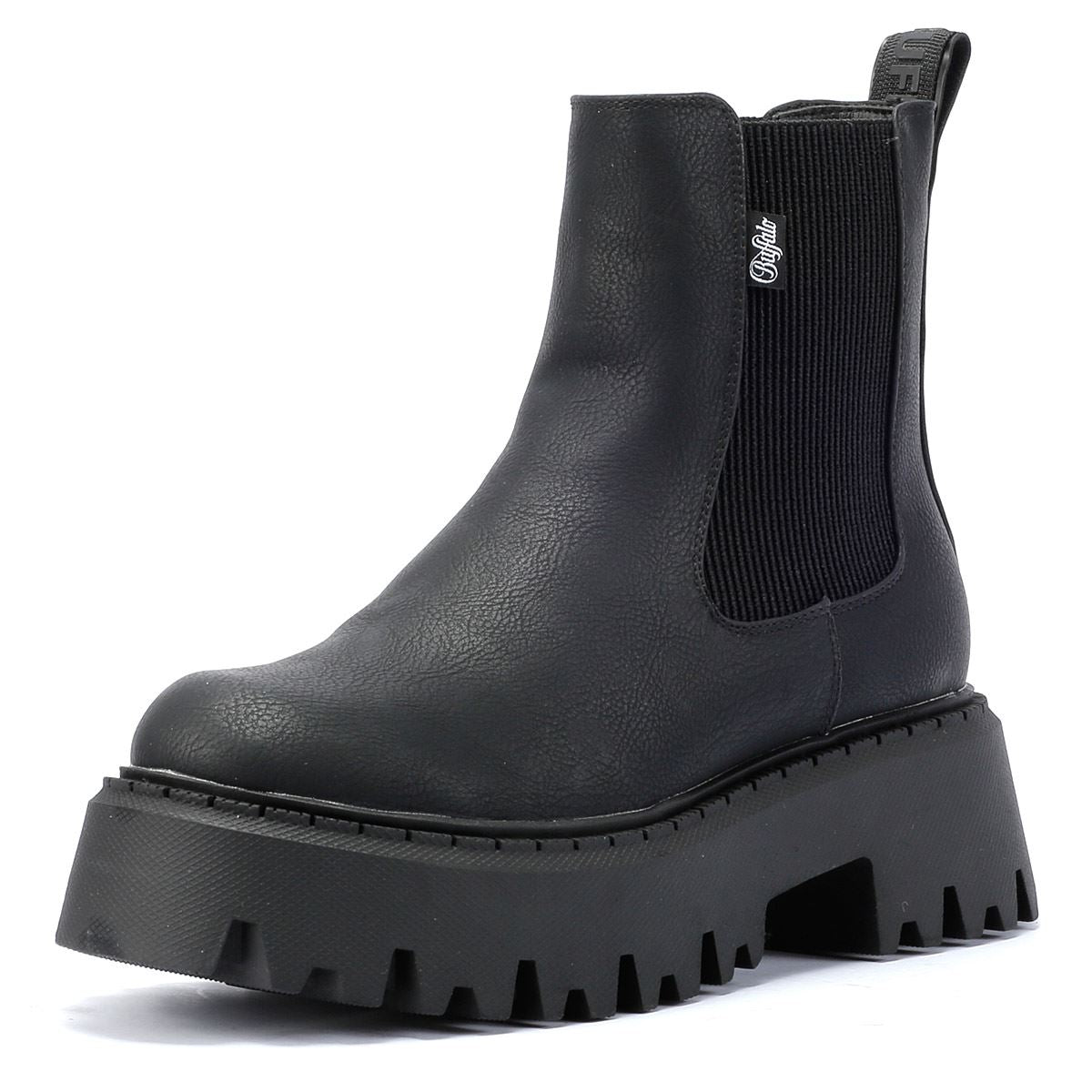 Buffalo Aspen Chelsea Bottes noires en nappa vegan pour femmes