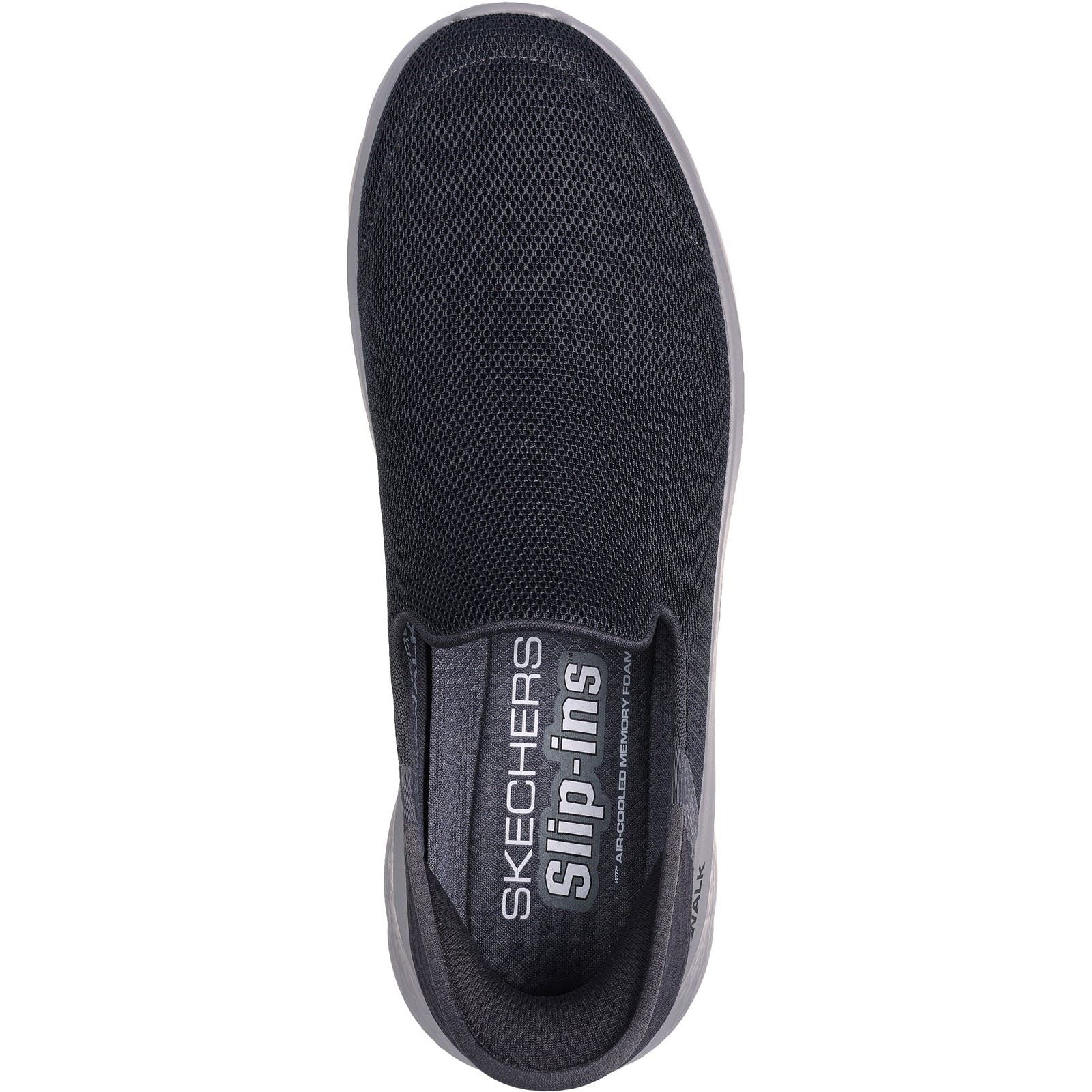 Skechers Go Walk Flex No Hands Baskets Homme En Synthétique Gris Foncé
