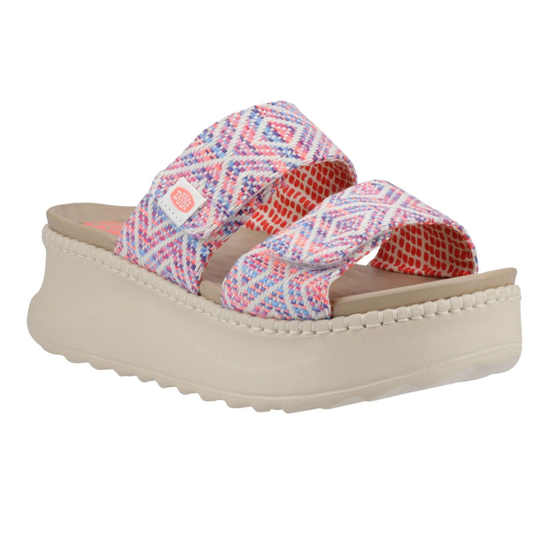 HEYDUDE Delray Slide Surf Baja Sandales Pour Femmes En Mélange De Polyester Bleu/Rose/Multicolore