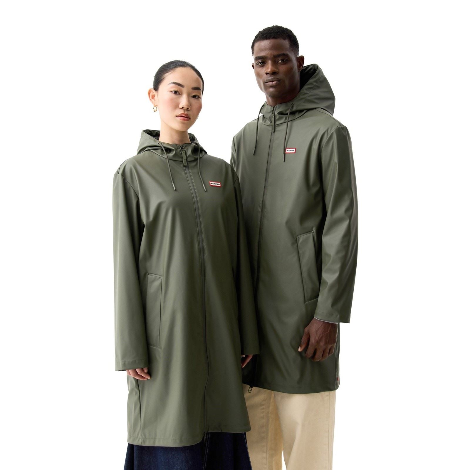 Hunter Andrea PU Rain Coat Manteau De Pluie Vert Unisexe Pour Adultes
