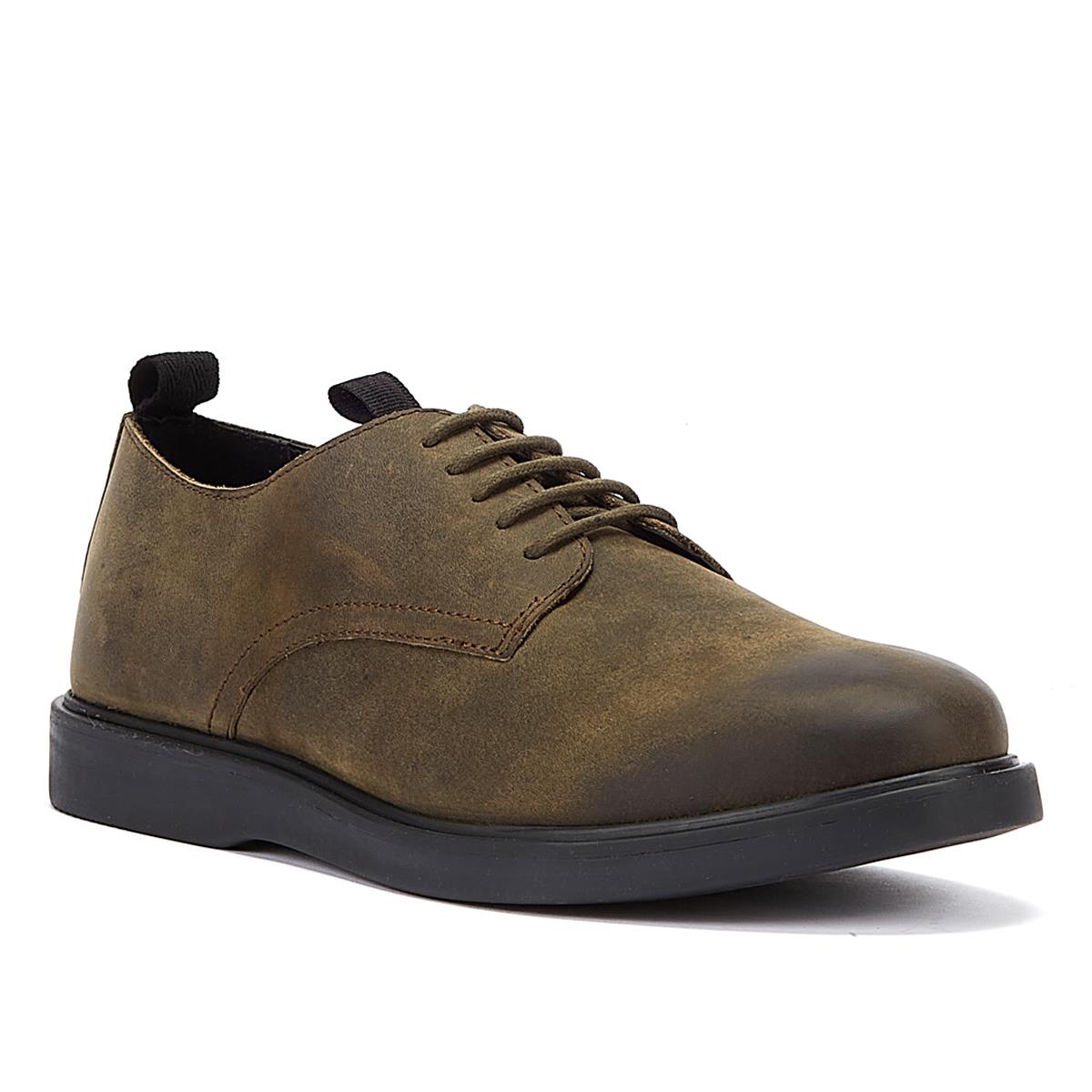 Hudson Chaussures À Lacets Vertes En Cuir Kaki Pour Hommes De Barnstable
