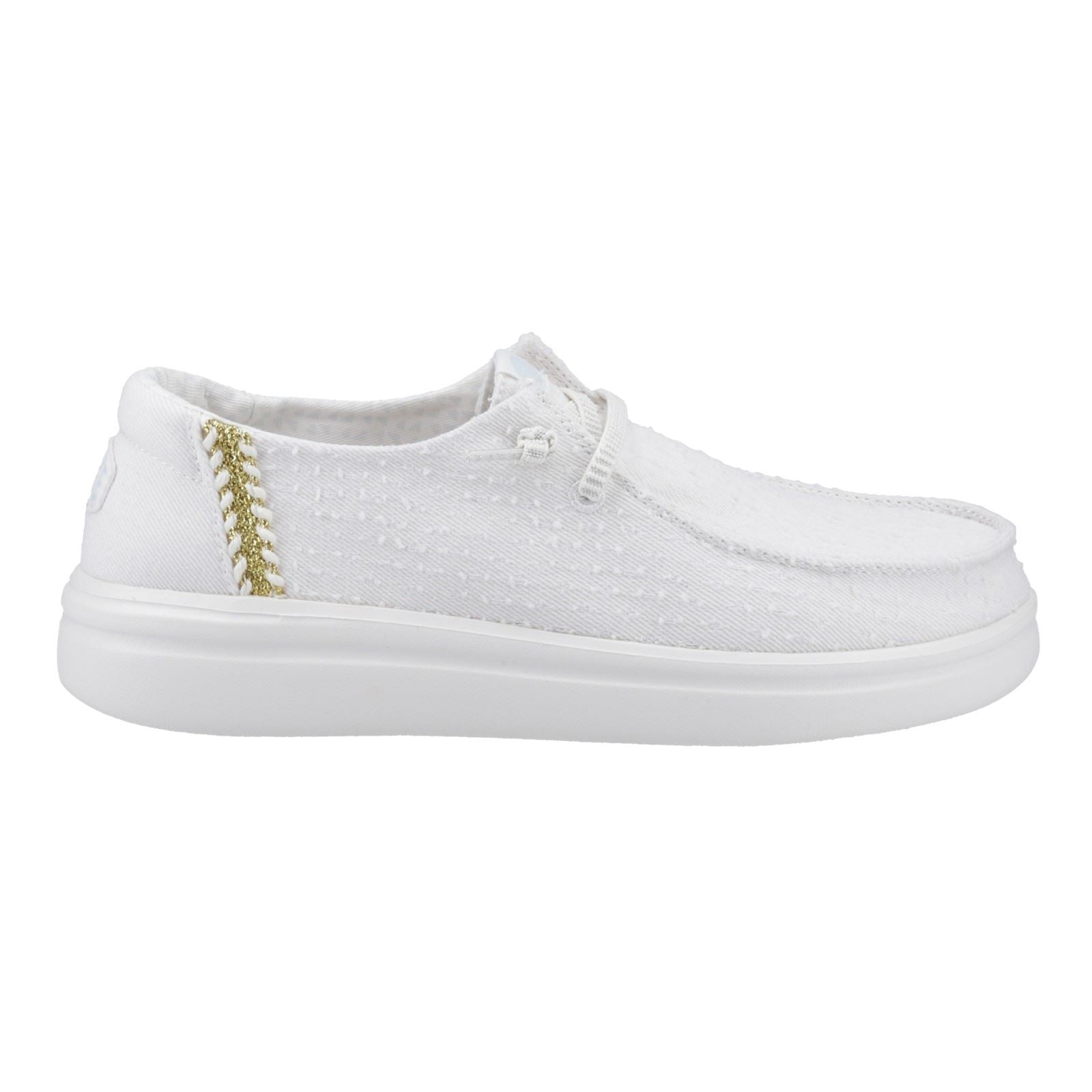 HEYDUDE Wendy Rise Perf Canvas Chaussures Mocassins Blanches Pour Femmes En Mélange De Polyester