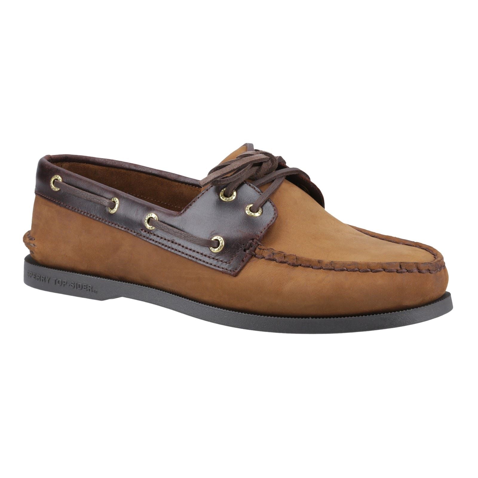 Sperry Authentic 2 Eye Chaussures Bateau Pour Hommes En Cuir Marron Assorti